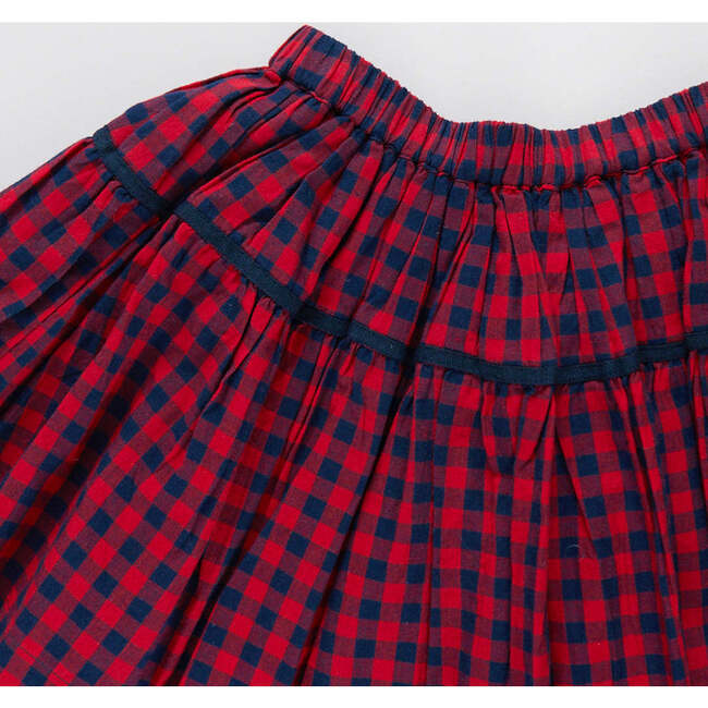 Girls Maribelle Skirt, Navy and Red Gingham - Skirts - 3