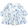 Girls Charlie Dress, Blue Horses - Dresses - 1 - thumbnail