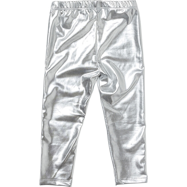 Girls Lame Legging, Silver - Leggings - 3