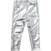 Girls Lame Legging, Silver - Leggings - 3