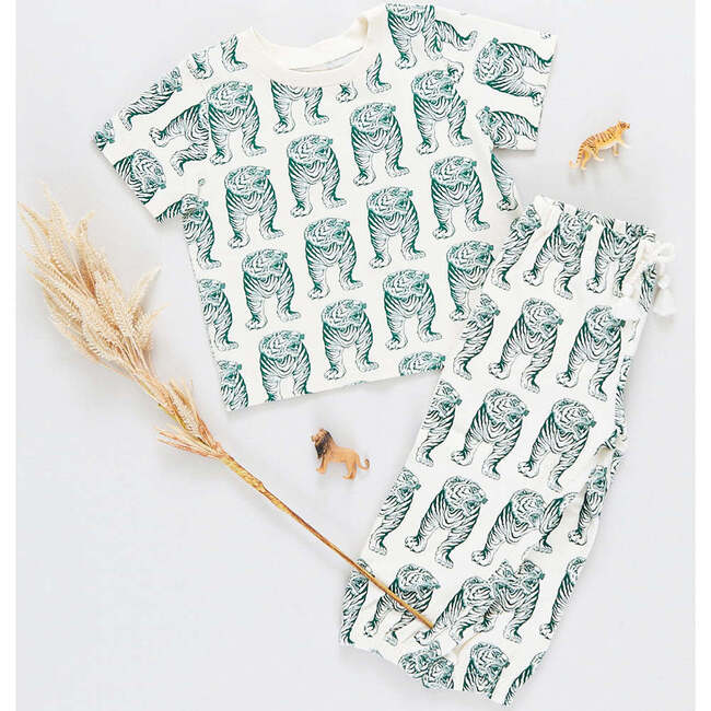 Kids Organic Tee, Green Tiger - Shirts - 2