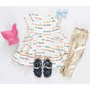 Girls Lame Legging, Light Gold - Leggings - 3