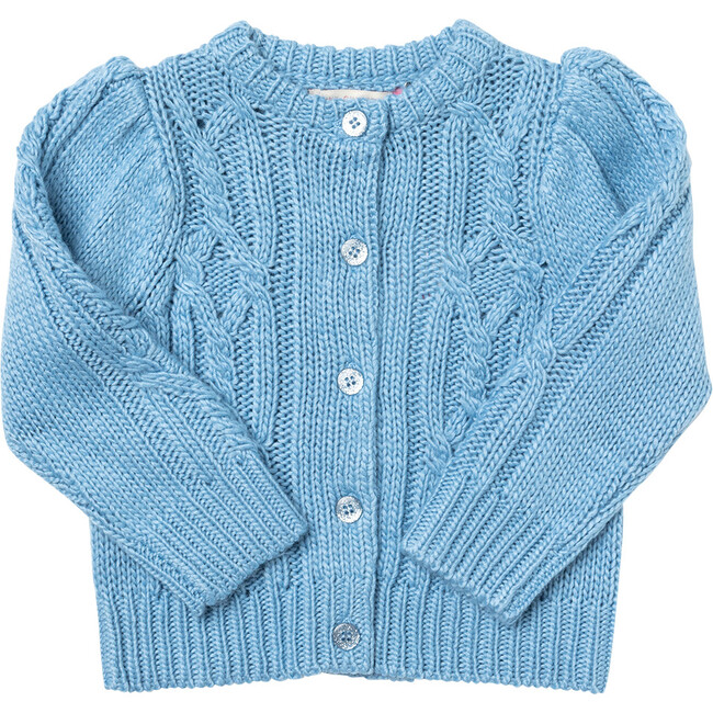 Girls Cable Constance Sweater, Dusty Blue