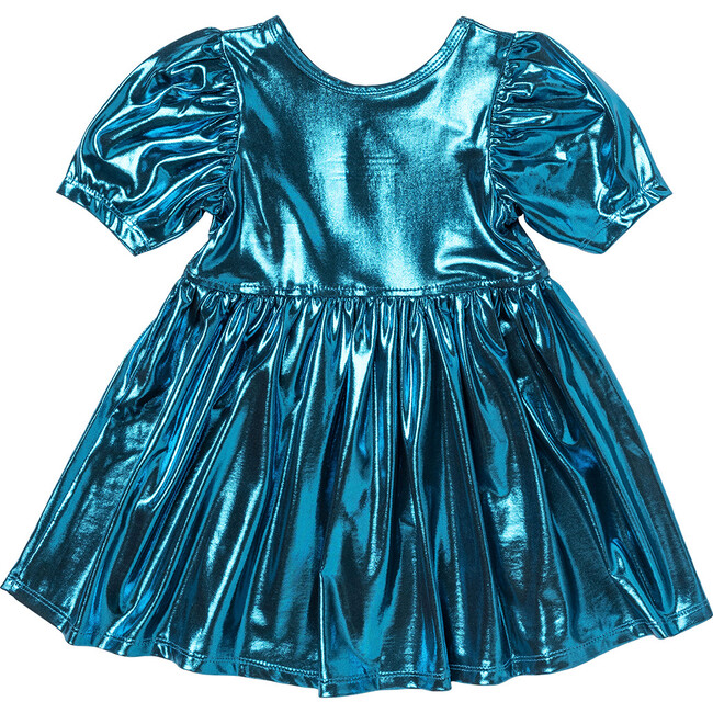 Girls Lame Laurie Dress, Blue - Dresses - 4