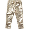 Girls Lame Legging, Light Gold - Leggings - 4