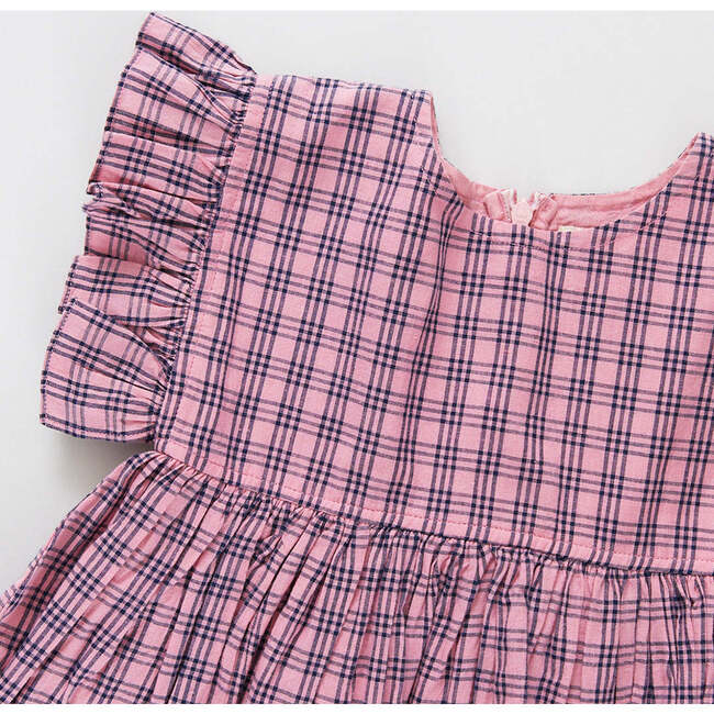 Girls Kit Dress,  Pink and Navy Plaid - Dresses - 3