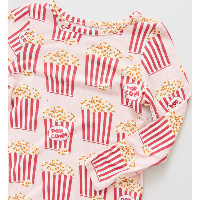 Kids Bamboo PJ Set, Pink Popcorn - Pajamas - 3