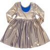 Girls Lame Steph Dress, Blue Gold Shimmer - Dresses - 5