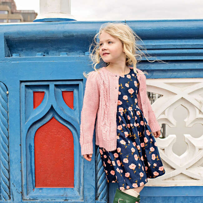 Girls Cable Constance Sweater- Dusty Rose