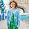 Girls Cable Constance Sweater, Dusty Blue - Cardigans - 2