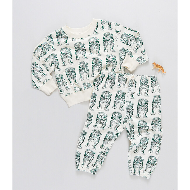 Kids Organic Sweatshirt, Green Tiger - Sweatshirts - 3