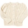 Girls Cable Constance Sweater, Cream - Cardigans - 1 - thumbnail