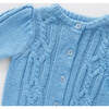 Girls Cable Constance Sweater, Dusty Blue - Cardigans - 3