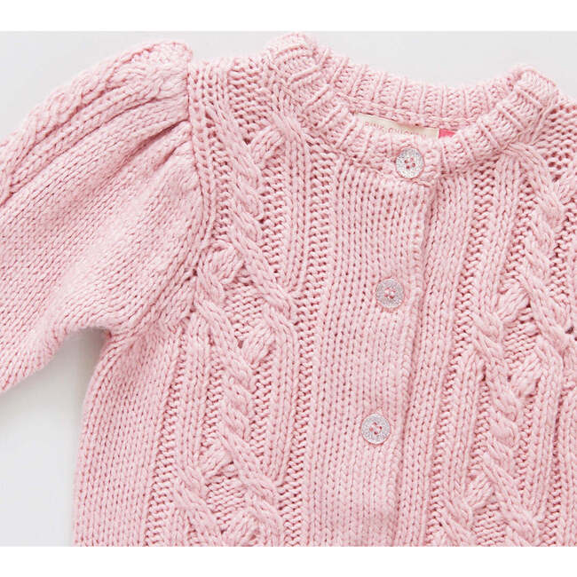 Girls Cable Constance Sweater- Dusty Rose - Cardigans - 3