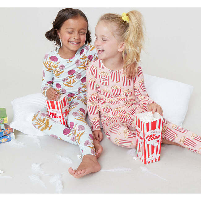 Kids Bamboo PJ Set, Pink Dandelions - Pajamas - 4
