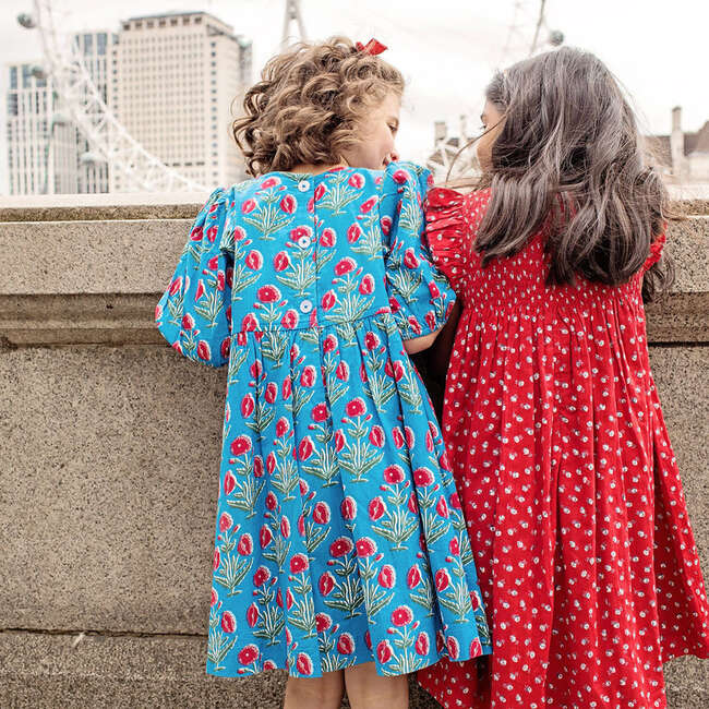 Girls Evelyn Dress, Blue Dandelion - Dresses - 4