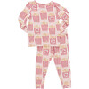 Kids Bamboo PJ Set, Pink Popcorn - Pajamas - 5