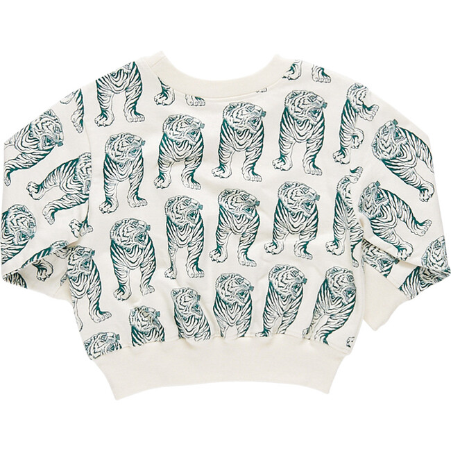 Kids Organic Sweatshirt, Green Tiger - Sweatshirts - 4