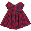 Girls Brayden Ruffle Dress, Navy/Red Gingham - Dresses - 1 - thumbnail