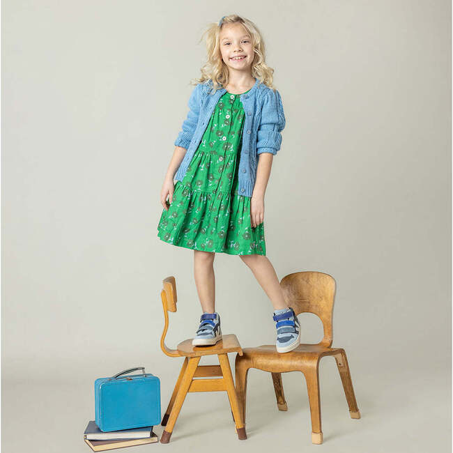 Girls Cable Constance Sweater, Dusty Blue - Cardigans - 4