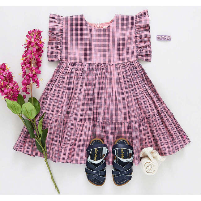 Girls Kit Dress,  Pink and Navy Plaid - Dresses - 5