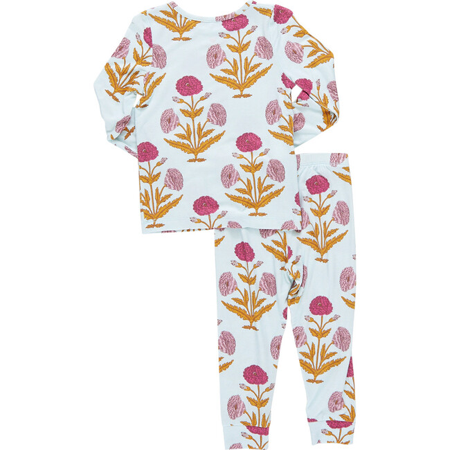 Kids Bamboo PJ Set, Pink Dandelions - Pajamas - 5