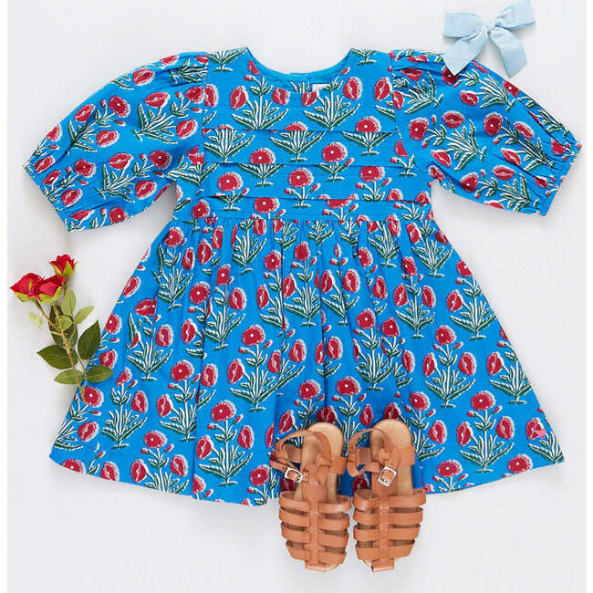 Girls Evelyn Dress, Blue Dandelion - Dresses - 5