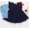 Girls Cable Constance Sweater, Dusty Blue - Cardigans - 5