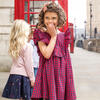 Girls Brayden Ruffle Dress, Navy/Red Gingham - Dresses - 2