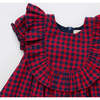 Girls Brayden Ruffle Dress, Navy/Red Gingham - Dresses - 3