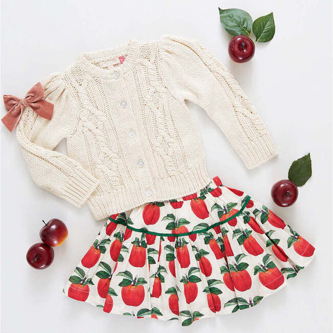 Girls Cable Constance Sweater, Cream - Cardigans - 5