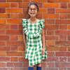 Girls Brayden Ruffle Dress, Juniper Gingham - Dresses - 2