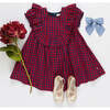 Girls Brayden Ruffle Dress, Navy/Red Gingham - Dresses - 4