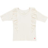 Girls Organic Ruffle Rib Top, Antique White - Shirts - 1 - thumbnail