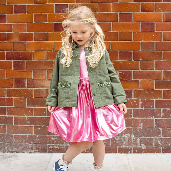 Girls Army Jacket, Four Leaf Clover - Jackets - 2