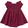 Girls Brayden Ruffle Dress, Navy/Red Gingham - Dresses - 5