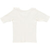 Girls Organic Ruffle Rib Top, Antique White - Shirts - 3