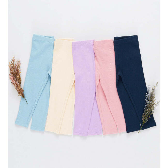 Girls Organic Rib Legging, Lavender - Leggings - 3