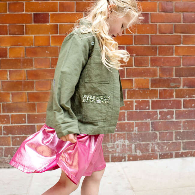 Girls Army Jacket Four Leaf Clover Pink Chicken Outerwear Maisonette