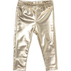 Baby Lame Girls Legging, Light Gold - Leggings - 1 - thumbnail