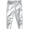 Baby Lame Girls Legging, Silver - Leggings - 1 - thumbnail