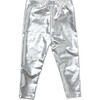 Baby Lame Girls Legging, Silver - Leggings - 3