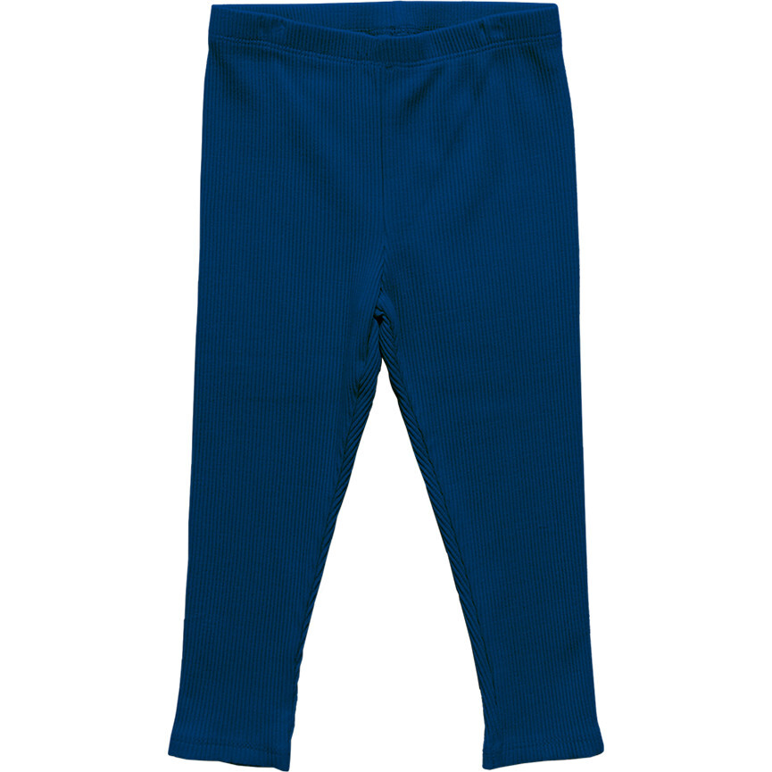 Baby Girls Organic Rib Legging, Navy - Leggings - 1