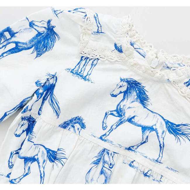 Baby Girls Charlie Bubble, Blue Horses - Onesies - 3