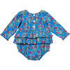 Baby Girls Heidi Bubble, Blue Dandelion - Onesies - 4