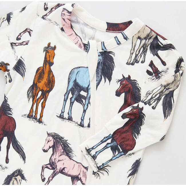 Baby Bamboo Romper, Multi Horses - Pajamas - 2