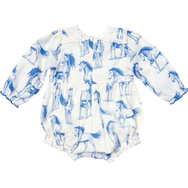 Baby Girls Charlie Bubble, Blue Horses - Onesies - 6