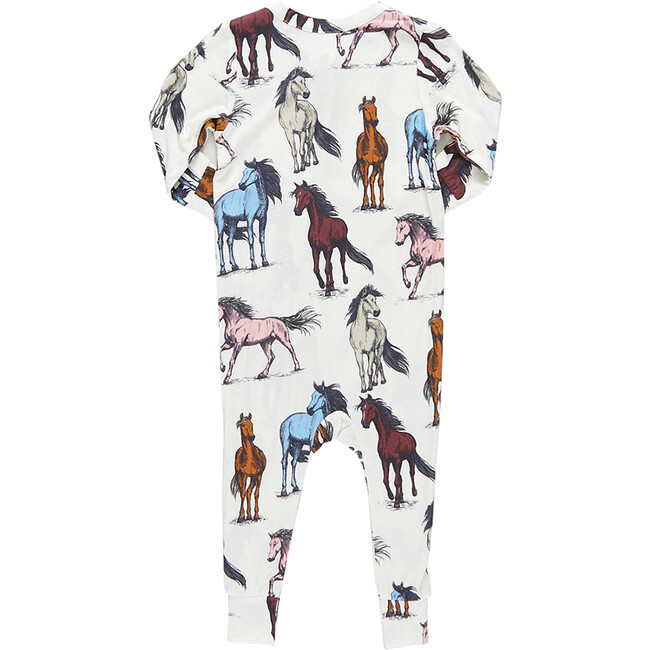 Baby Bamboo Romper, Multi Horses - Pajamas - 3