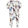 Baby Bamboo Romper, Multi Horses - Pajamas - 3