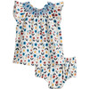 Baby Fatima Smocked Yoke Dress with Bloomer, Cream Floral - Dresses - 1 - thumbnail